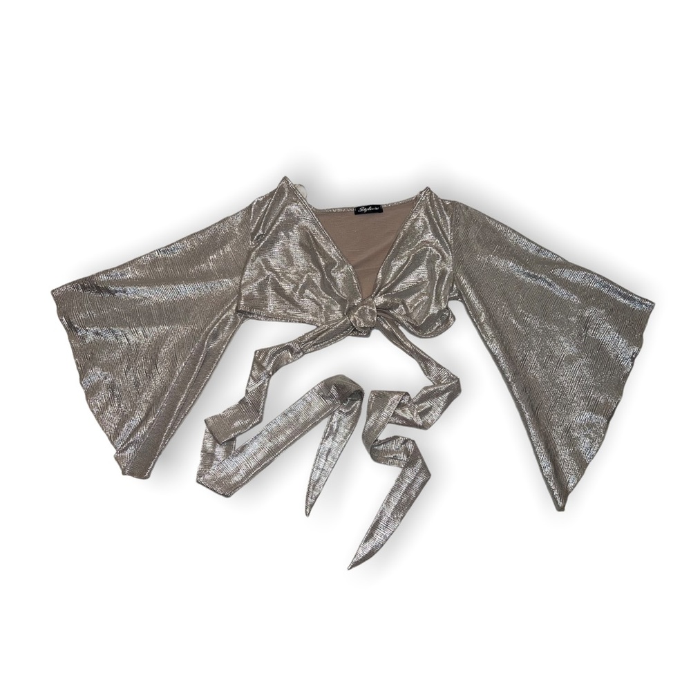 Style Wise Gold Front Tie Top, Size US 6
